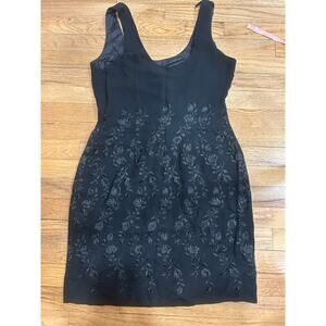 Nicole Miller VINTAGE 90s black cocktail dress w/ rose embroidery